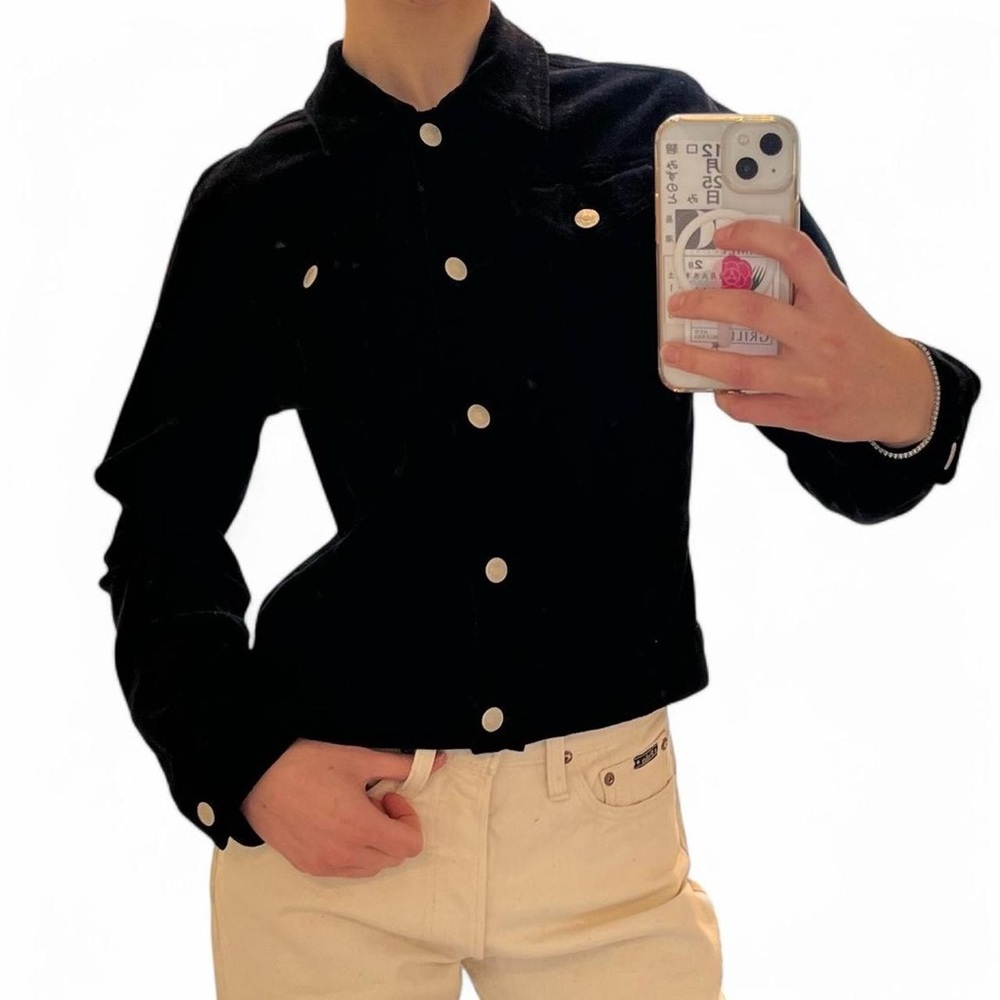 AC-3998 Black corduroy western button up jean jacket